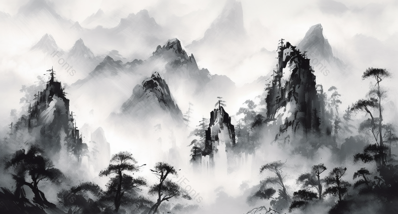 意境氛围山水画水墨风背景图,插画/手绘图,插画/手绘图库,插画/手绘图下载,插画/手绘